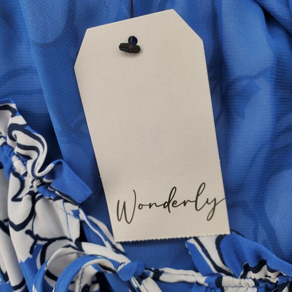 Wonderly Women's XXL Blue and White Long Sleeve Tiered‎ Maxi Dress New - Picture 7 of 8